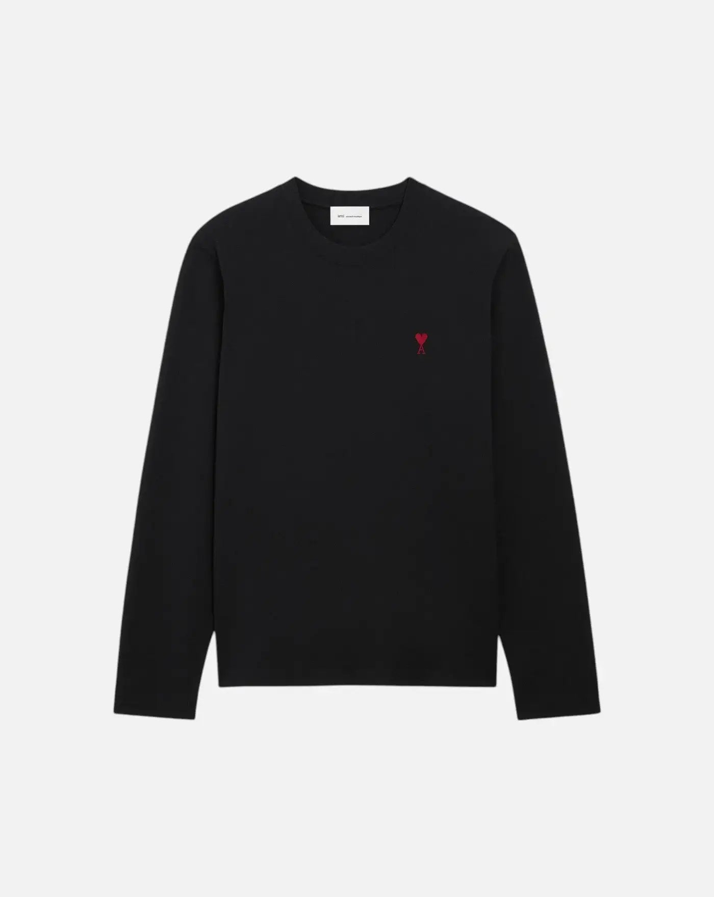 Camiseta Ami Paris Longlseeves with Red Ami de Coeur BFUTS235 724 001 BLACK AMI PARIS