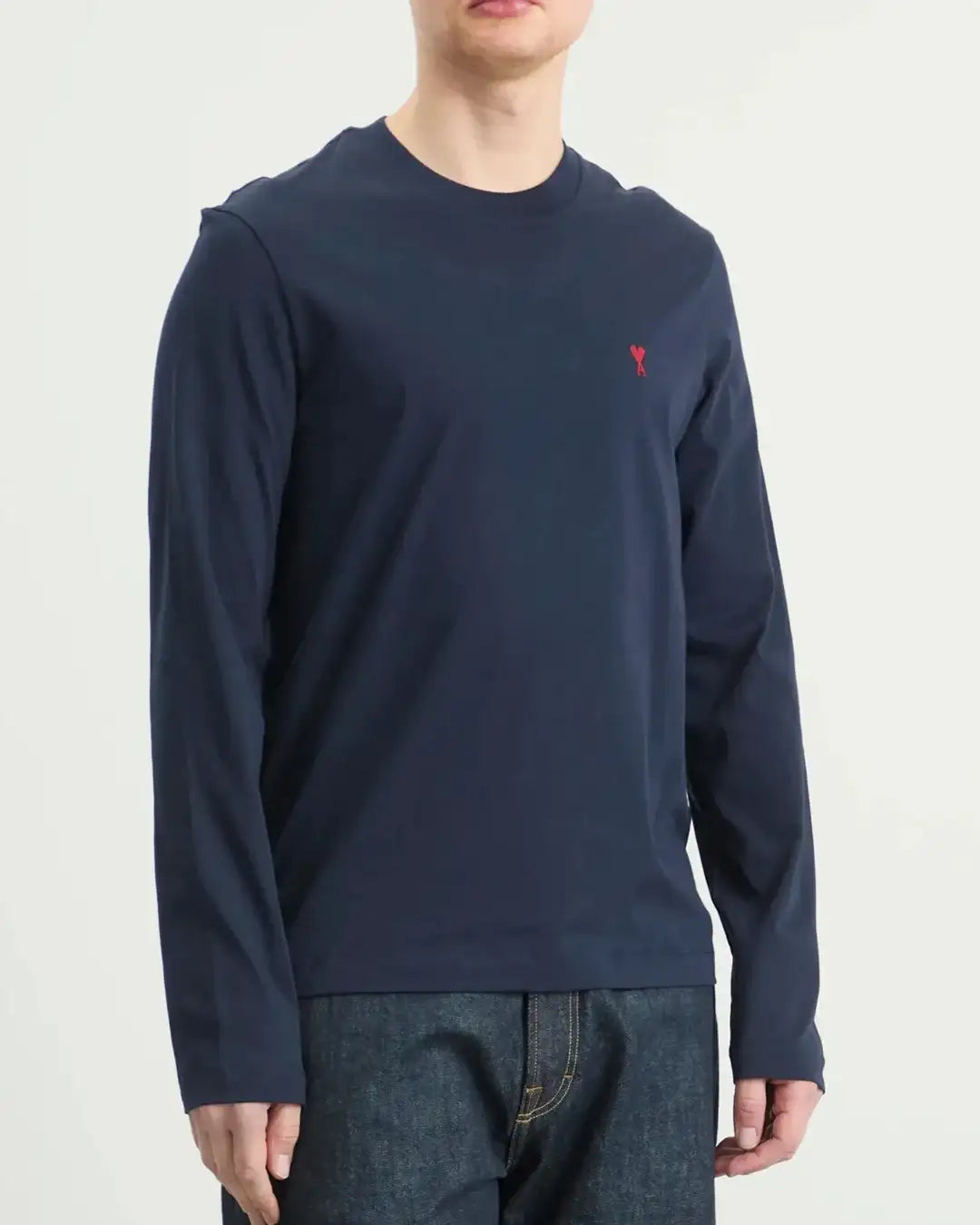 Camiseta Ami Paris Longlseeves with Red Ami de Coeur BFUTS235 724 430 NIGHT BLUE AMI PARIS