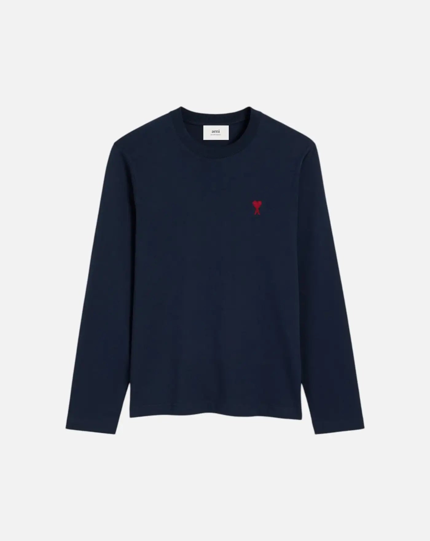 Camiseta Ami Paris Longlseeves with Red Ami de Coeur BFUTS235 724 430 NIGHT BLUE AMI PARIS