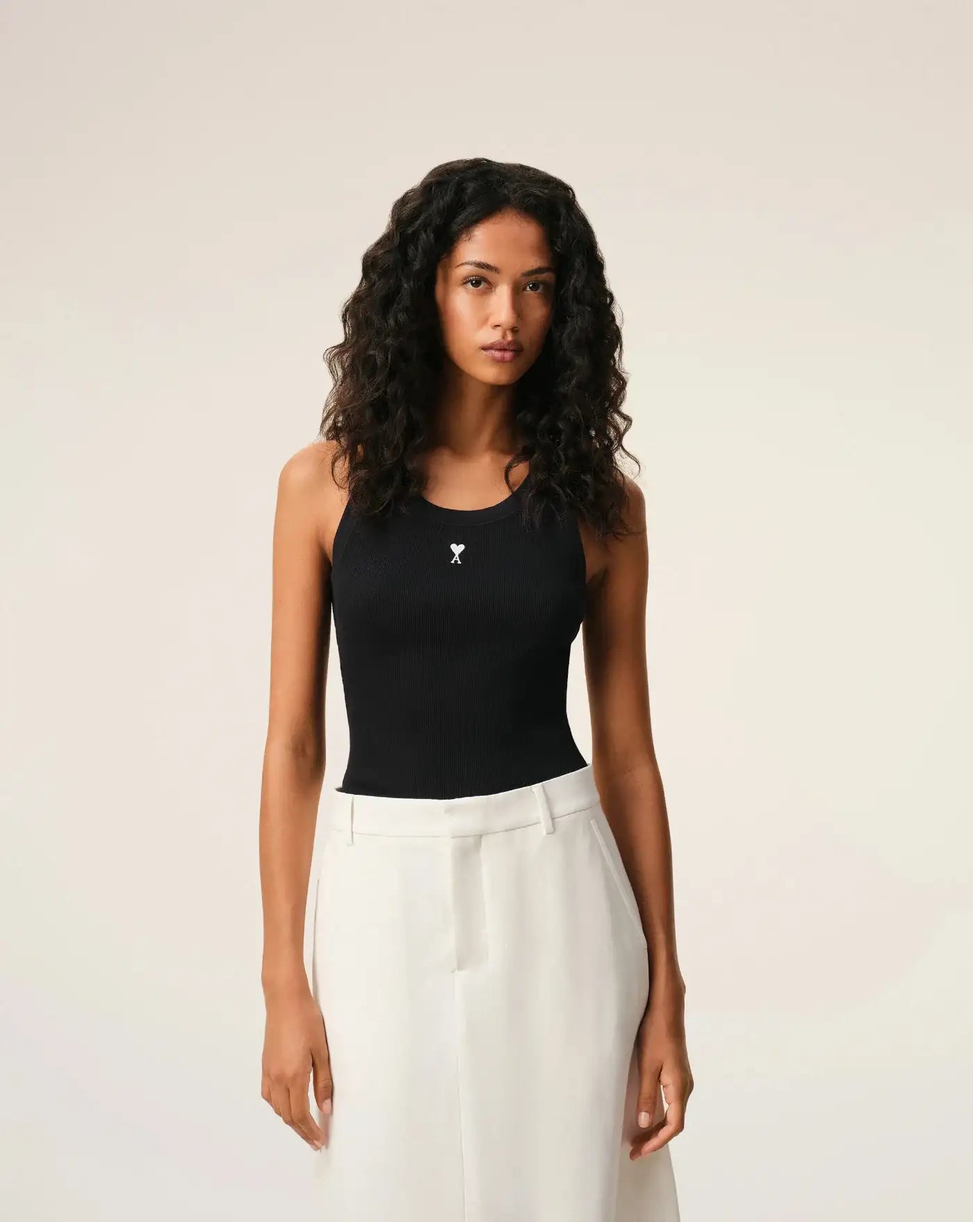 Top Ami Paris Tanktop Quota FTP811JE0117 045 BLACK/WHITE CREAM AMI PARIS