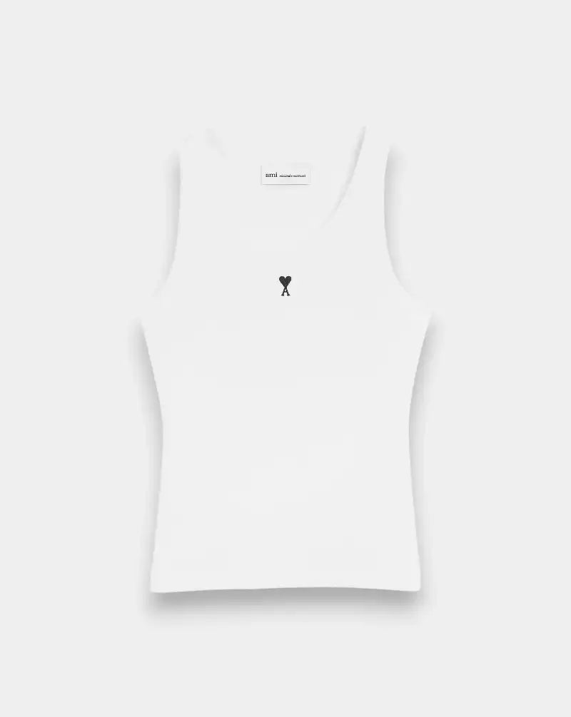 Top Ami Paris Tanktop with Contrasted Ami de Coeur FTP811JE0117 100 WHITE AMI PARIS