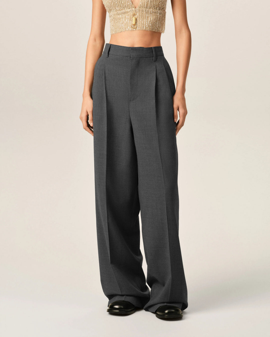 Pantalones Ami Paris High Waist Wide FTR858WV0211 A189 CARBON GREY AMI PARIS
