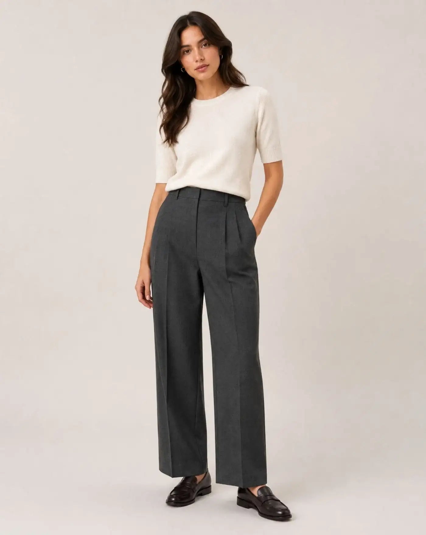 Pantalones Ami Paris High Waist Wide FTR858WV0211 A189 CARBON GREY AMI PARIS