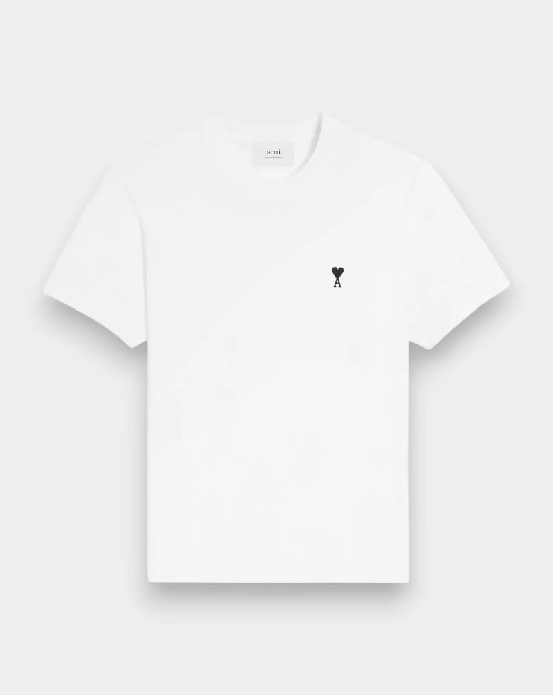 Camiseta Ami Paris Quota with Contrasted Ami de Coeur FTS347724 100 WHITE AMI PARIS