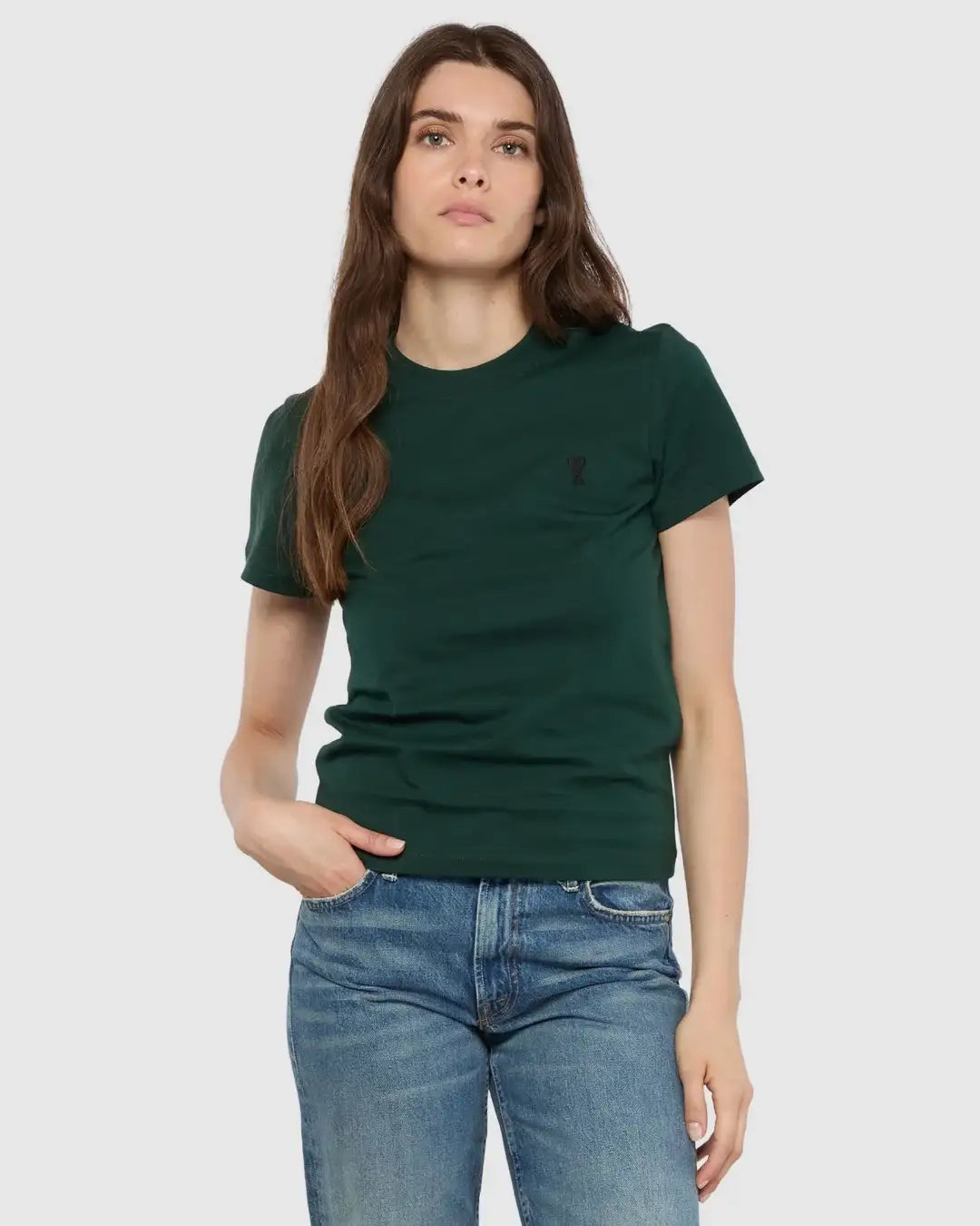 Camiseta Ami Paris Ami de Coeur FTS347724 A258 BOTTLE GREEN/BLACK AMI PARIS