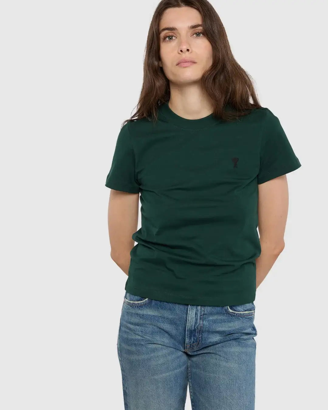 Camiseta Ami Paris Ami de Coeur FTS347724 A258 BOTTLE GREEN/BLACK AMI PARIS