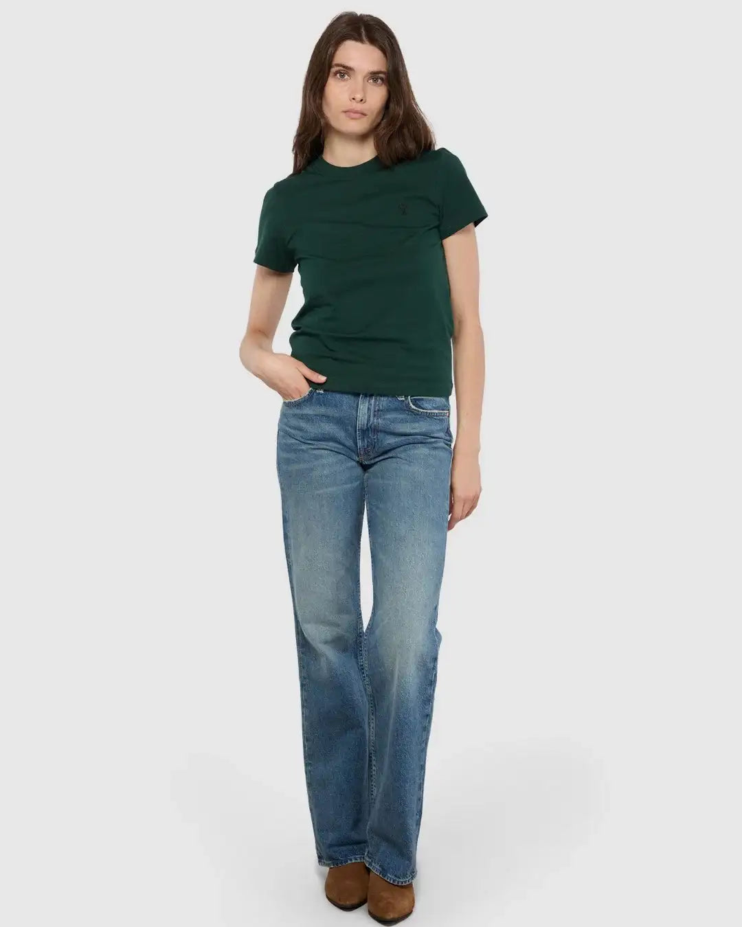 Camiseta Ami Paris Ami de Coeur FTS347724 A258 BOTTLE GREEN/BLACK AMI PARIS
