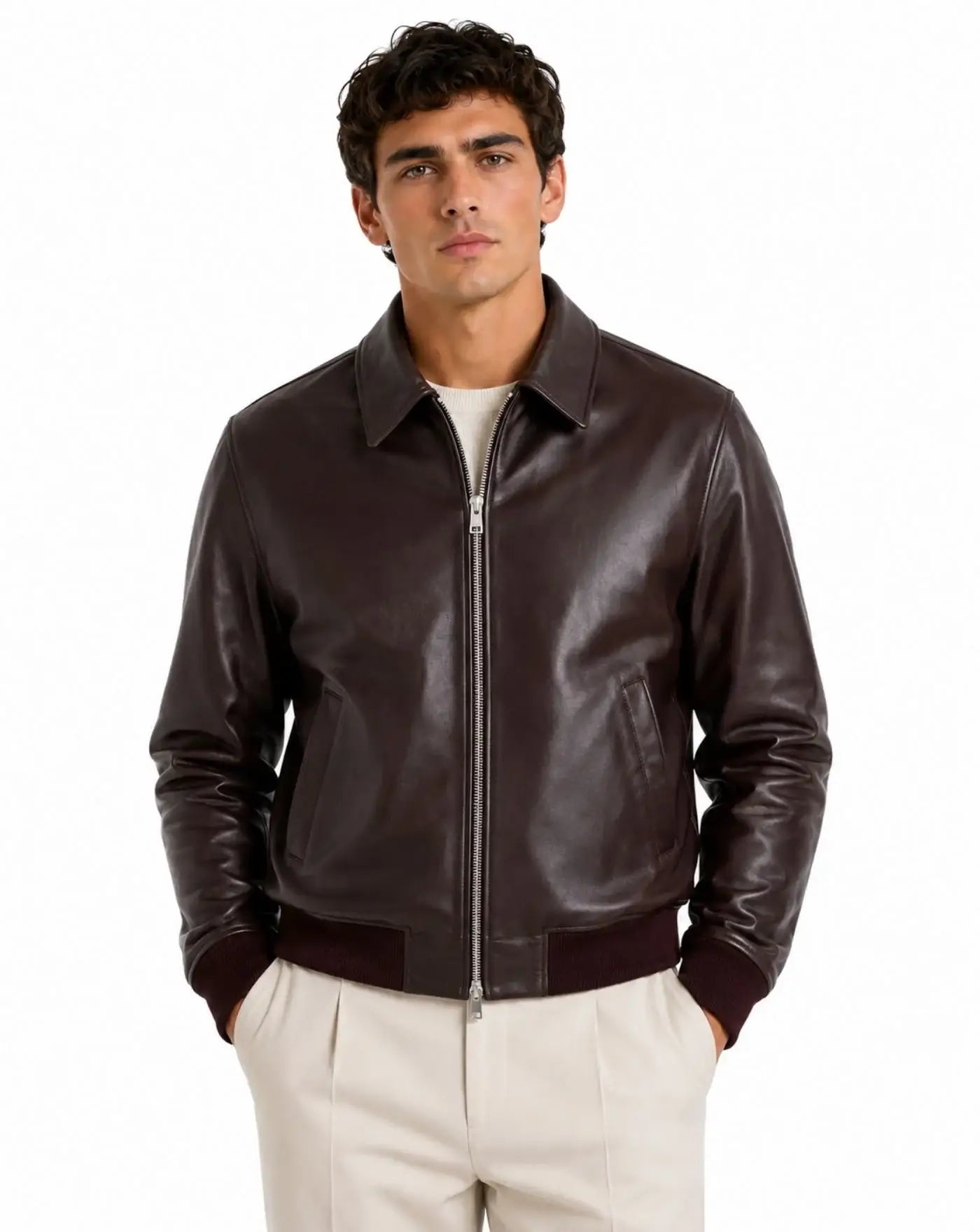 Chaqueta Ami Paris Zipped Jacket HJK850 LH0068 A235 DARK CHERRY AMI PARIS