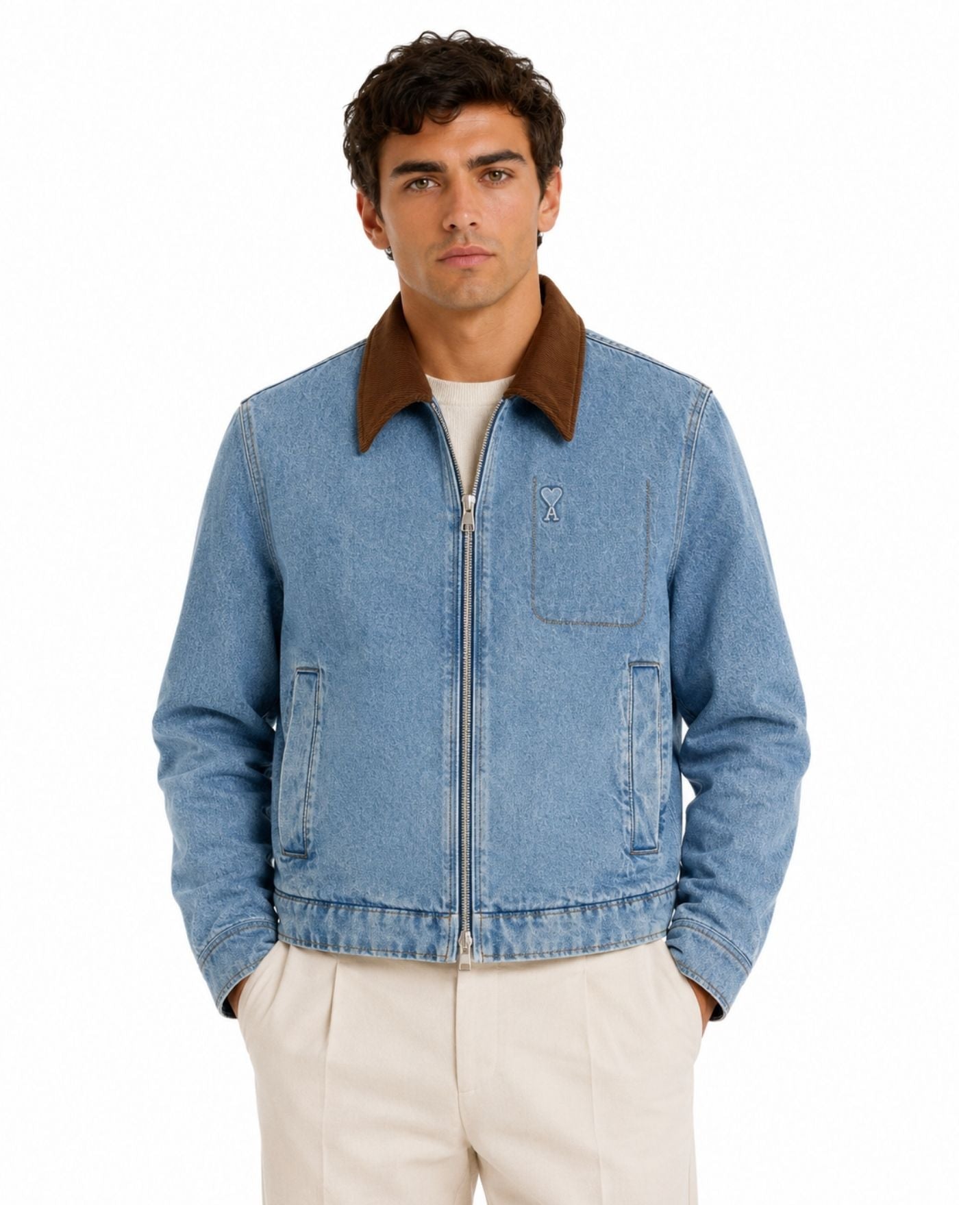 Chaqueta Ami de Coeur Jacket with Velvet Collar HJK922 DE0046 480 USED BLUE AMI PARIS