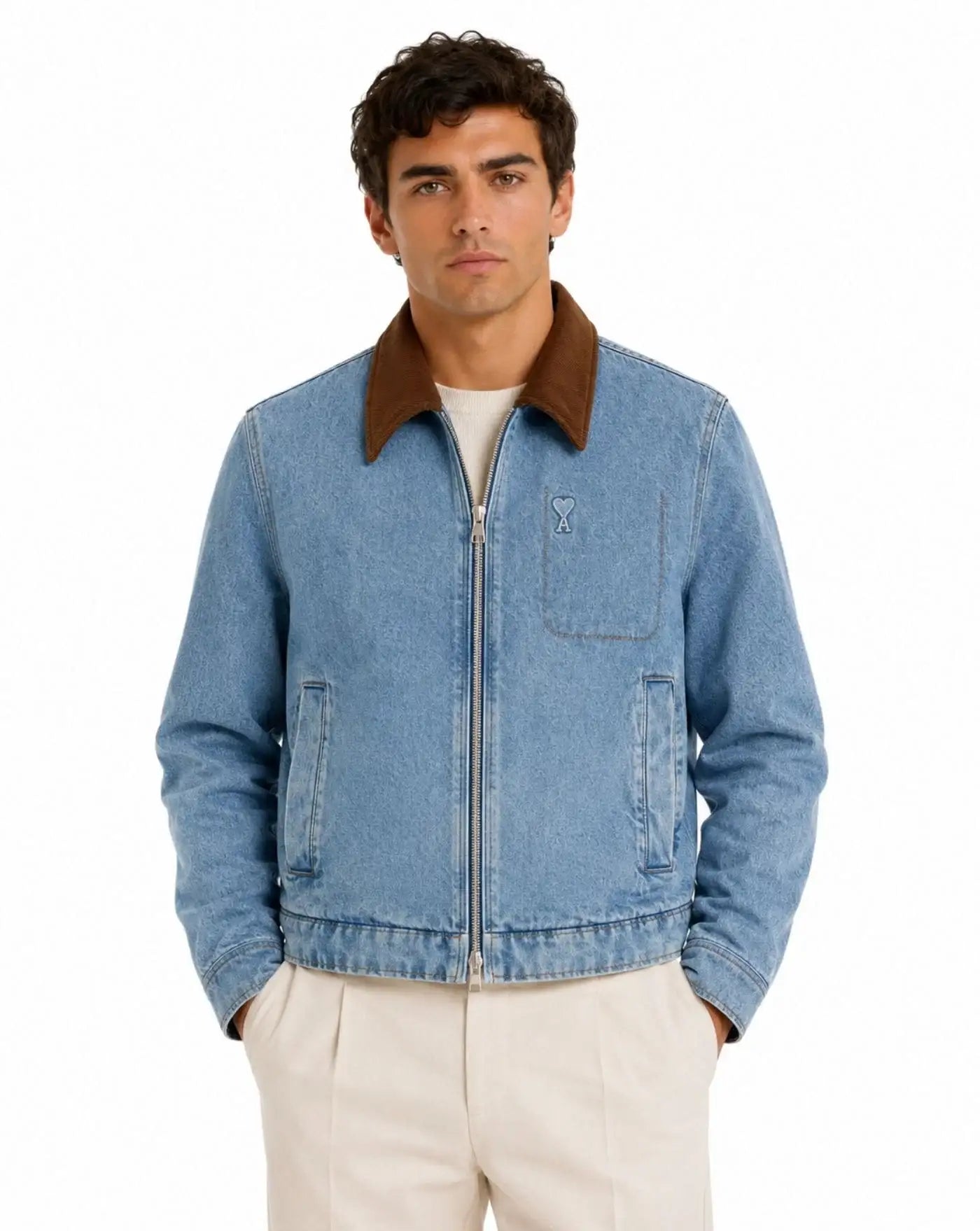 Chaqueta Ami de Coeur Jacket with Velvet Collar HJK922 DE0046 480 USED BLUE AMI PARIS
