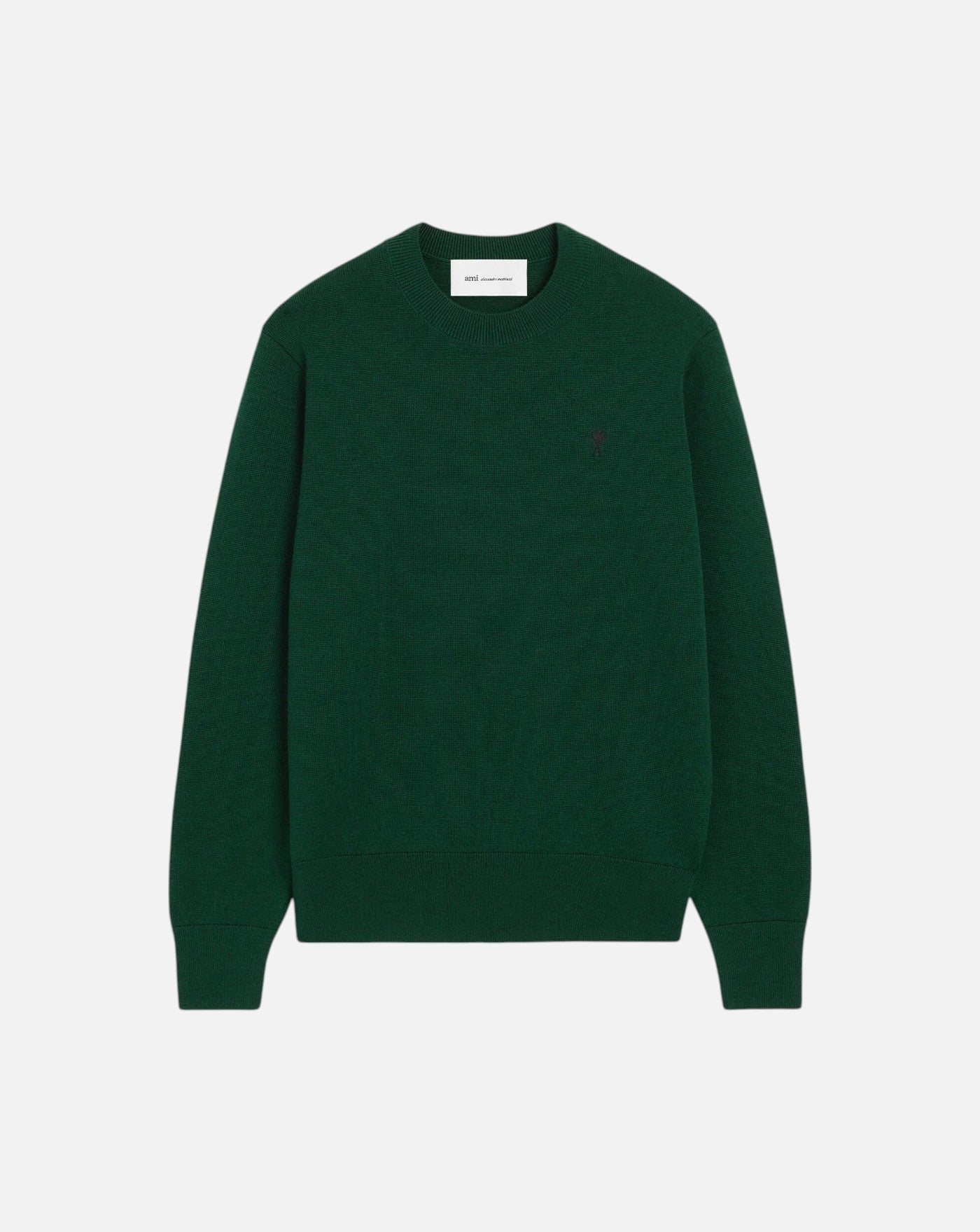 Jersey Ami Paris Quota Crewneck Sweater with Ami de Coeur HKS826 001 A258 BOTTLE GREEN/BLACK AMI PARIS