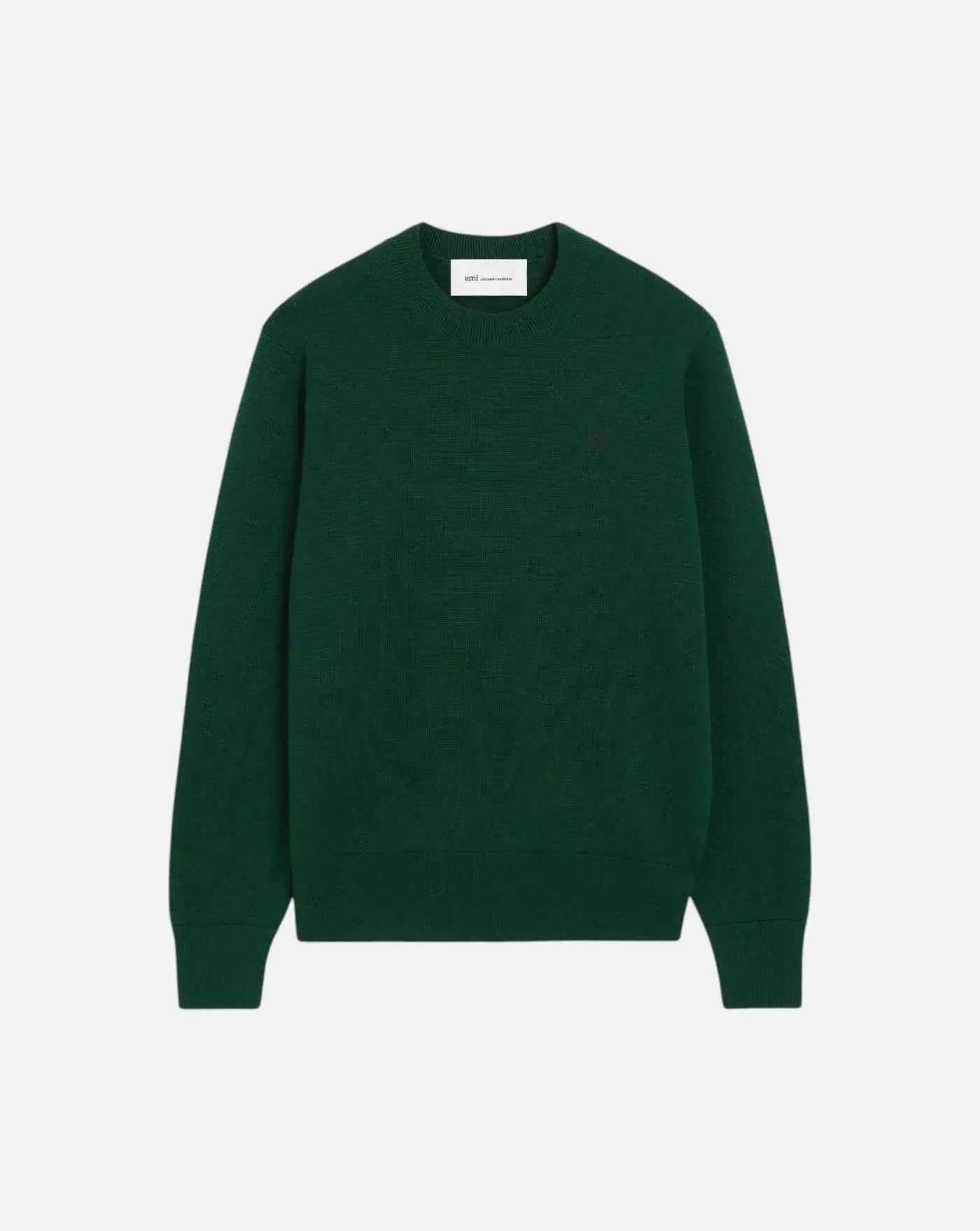 Jersey Ami Paris Quota Crewneck Sweater with Ami de Coeur HKS826 001 A258 BOTTLE GREEN/BLACK AMI PARIS