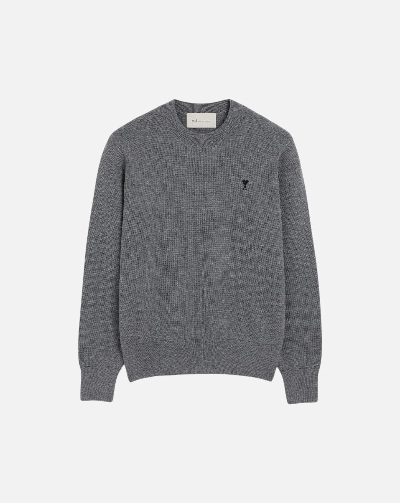 Jersey Ami Paris Quota Crewneck Sweater with Ami de Coeur HKS826 001 A336 HEATHER ASH GREY/BLACK AMI PARIS