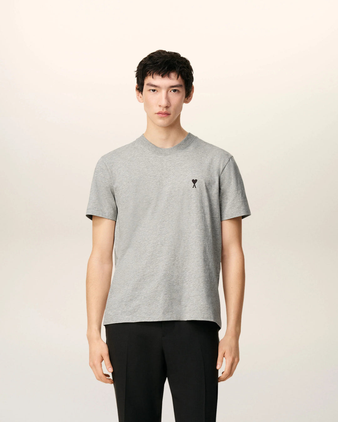 Camiseta Ami Paris with Contrasted Ami de Coeur HTS346 724 0951 HEATHER ASH GREY AMI PARIS