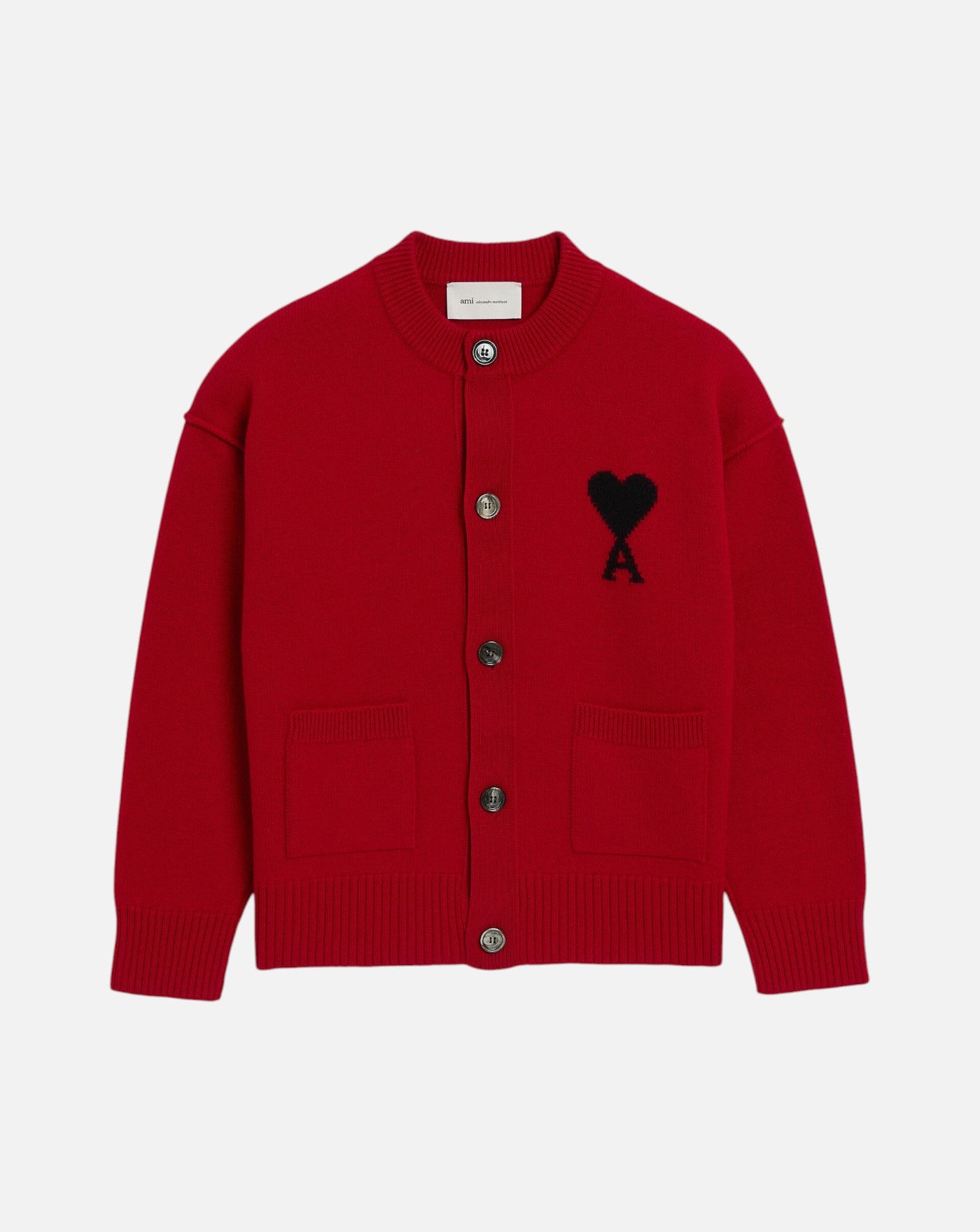Chaqueta Ami Paris Crewneck Quota Cardigan UKC368018 A252 RUBY RED/BLACK AMI PARIS
