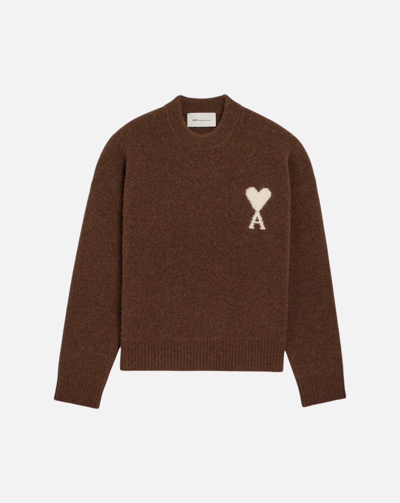 Jersey Ami Paris Crewneck Quota Sweater UKS836KN0135W A362 CHOCOLATE AMI PARIS