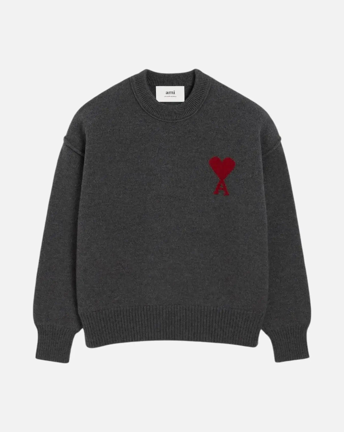 Jersey Ami Paris UKS838 018 A273 HEATHER ASH GREY/BLACK AMI PARIS