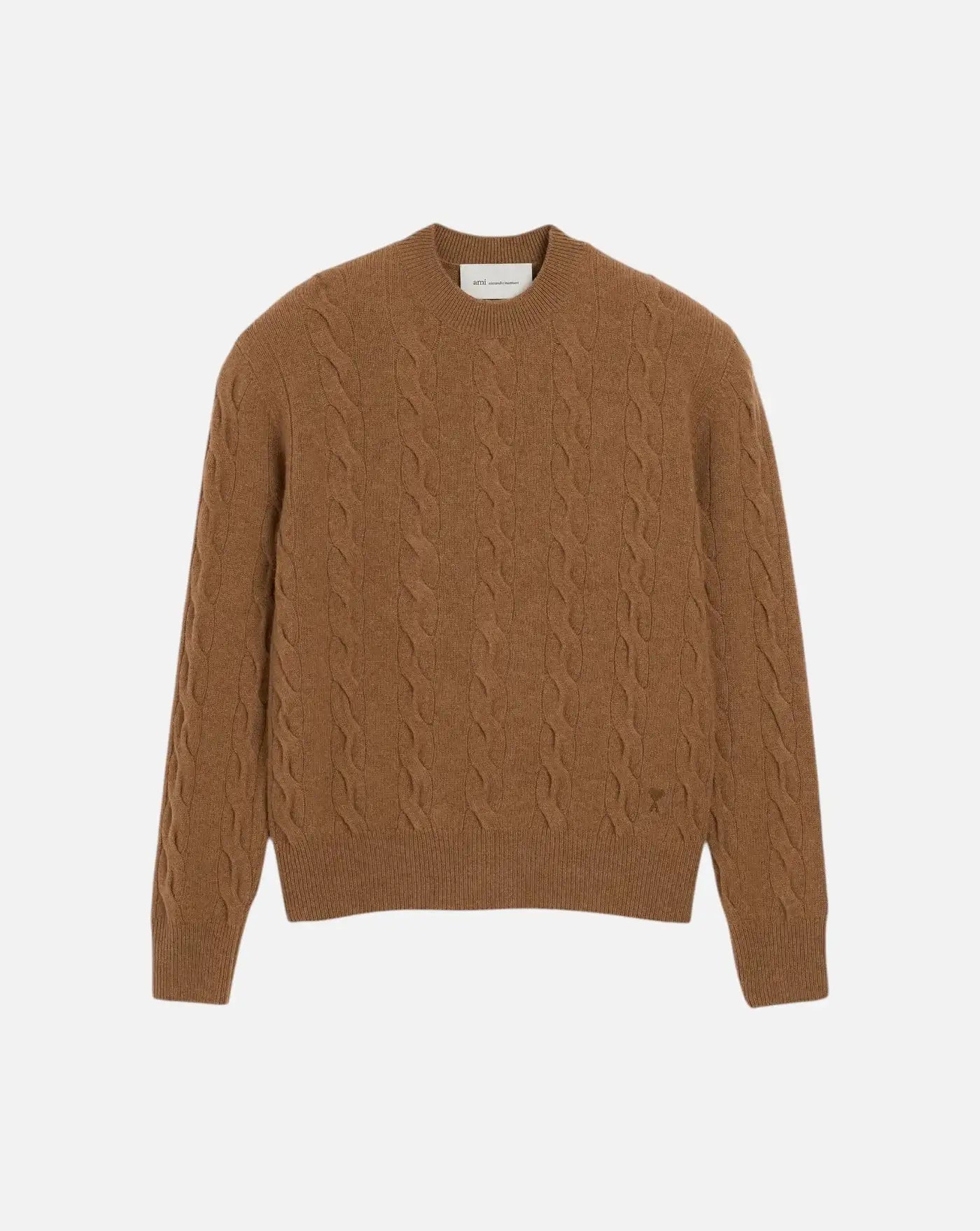 Jersey Ami Paris Crewneck Sweater with Tonal Ami de Coeur UKS880 KN0189 280 CAMEL AMI PARIS
