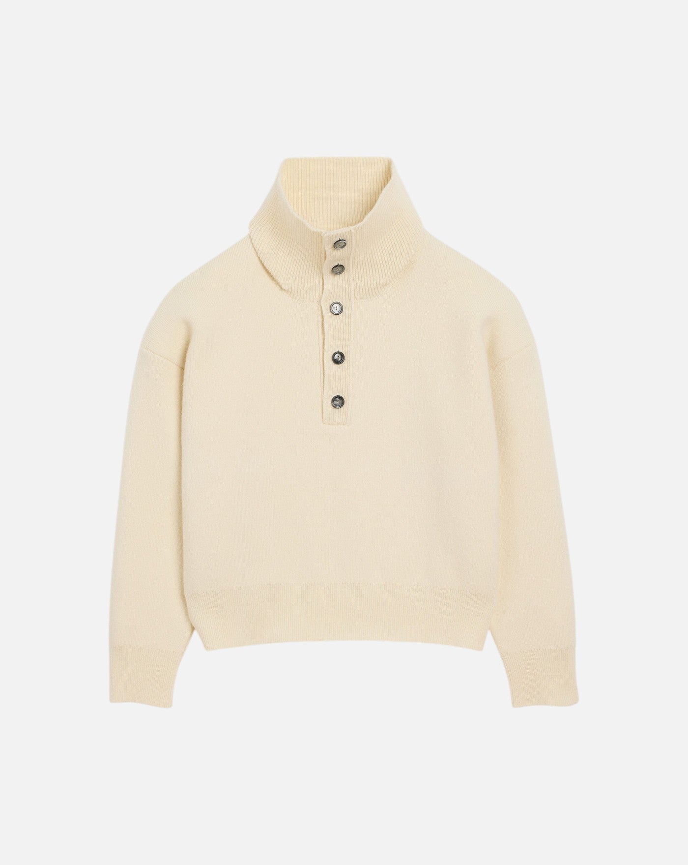 Jersey Ami Paris High Buttoned Collar Sweater UKS885 KN0192 185 IVORY AMI PARIS