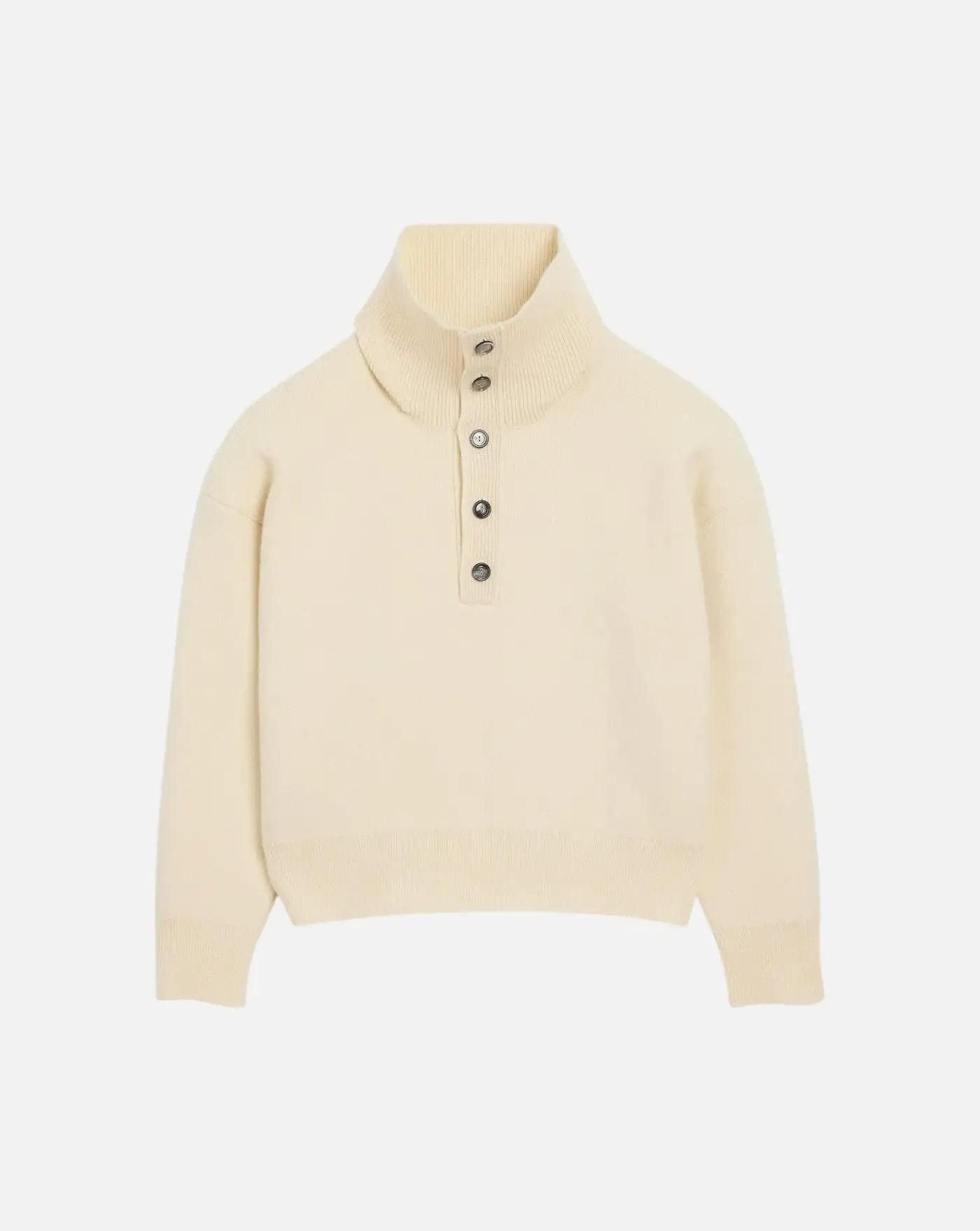 Jersey Ami Paris High Buttoned Collar Sweater UKS885 KN0192 185 IVORY AMI PARIS