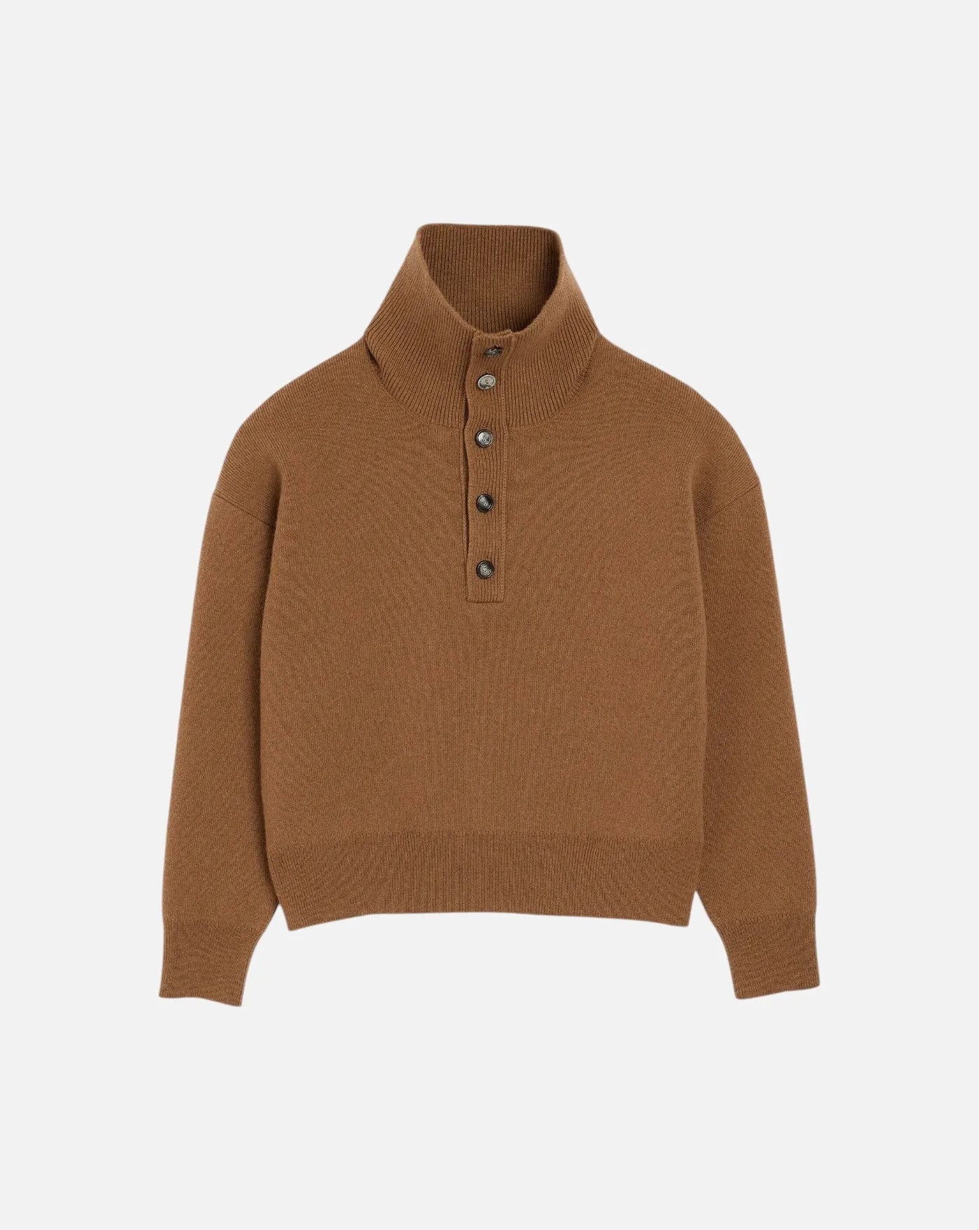Jersey Ami Paris High Buttoned Collar Sweater UKS885 KN0192 280 CAMEL AMI PARIS