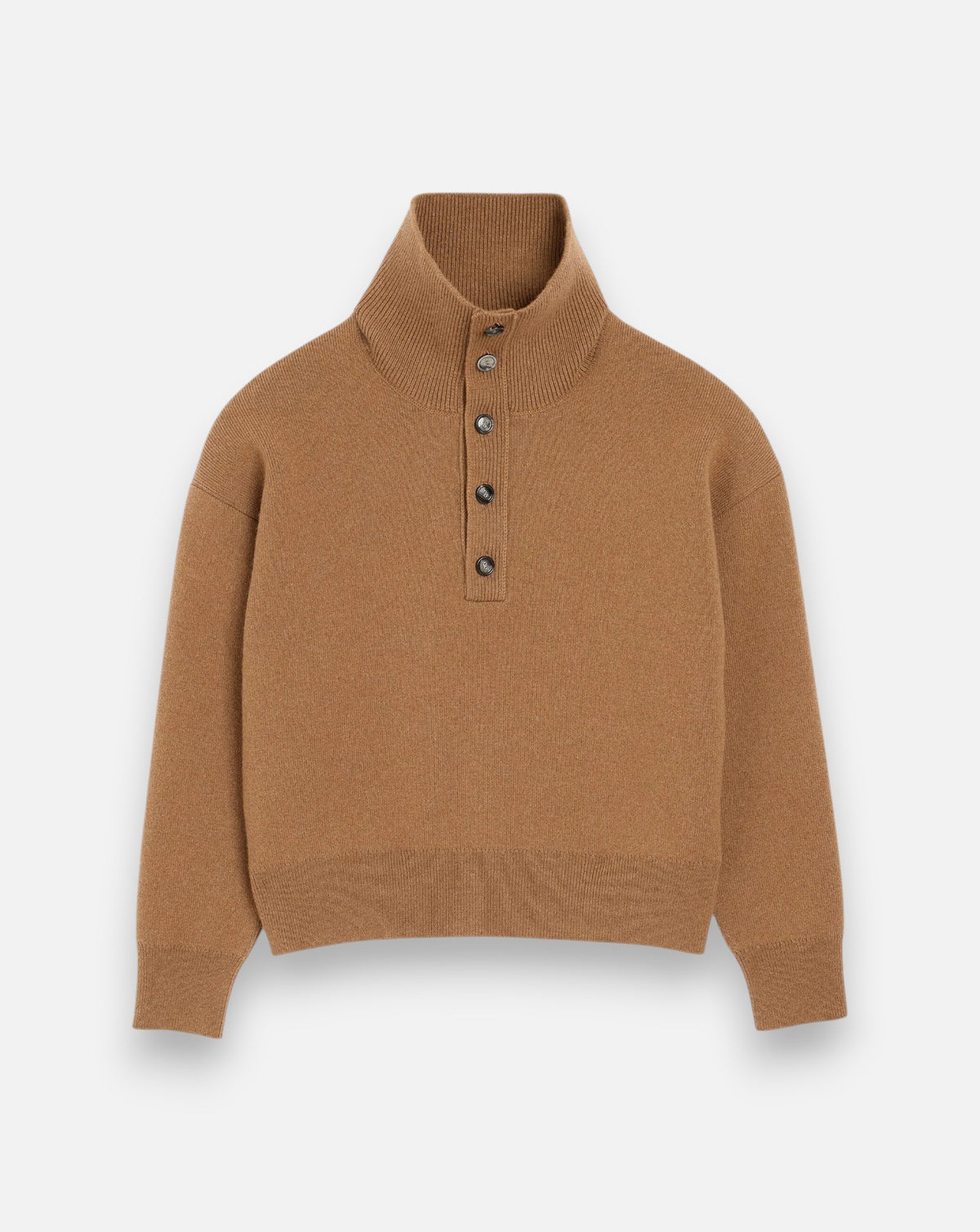 Jersey Ami Paris High Buttoned Collar Sweater UKS885 KN0192 280 CAMEL AMI PARIS