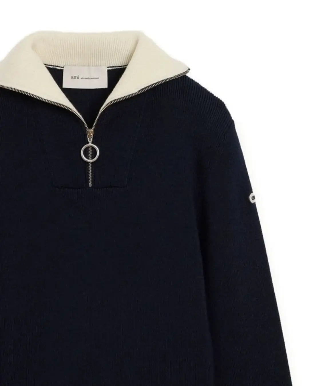 Jersey Ami Paris Zipped Collar Sweater UKS901 KN0199 410 NAVY AMI PARIS