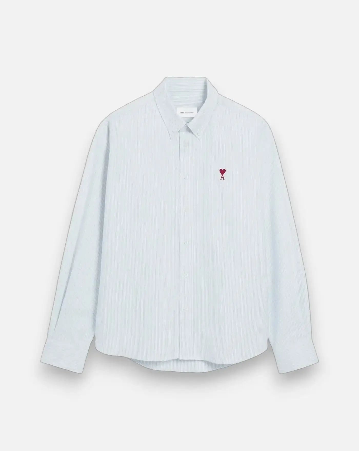 Camisa Ami Paris Quota Contrasted Ami de Coeur Button Down Collar Classic Fit USH878 CO0087 475 SKY BLUE/NATURAL WHITE AMI PARIS