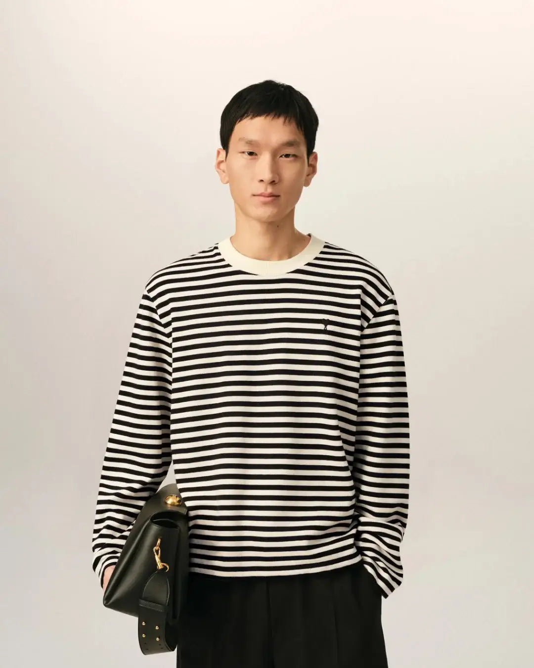 Camiseta Ami Paris Long Sleeves Striped UTS414 JE0241 044 BLACK/IVORY AMI PARIS