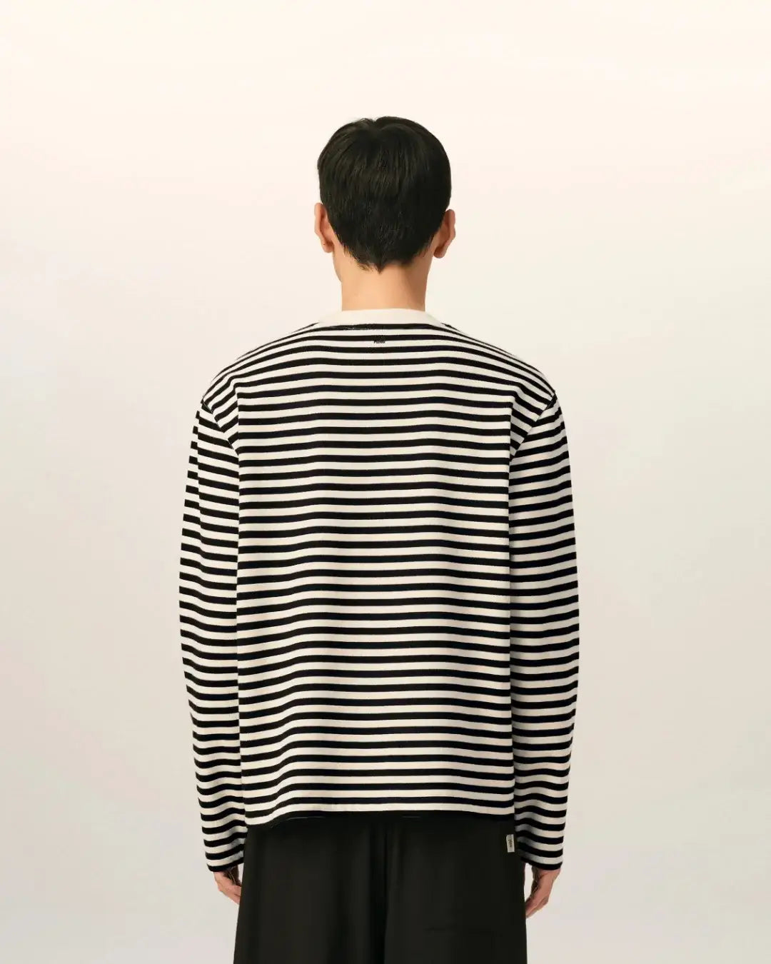 Camiseta Ami Paris Long Sleeves Striped UTS414 JE0241 044 BLACK/IVORY AMI PARIS