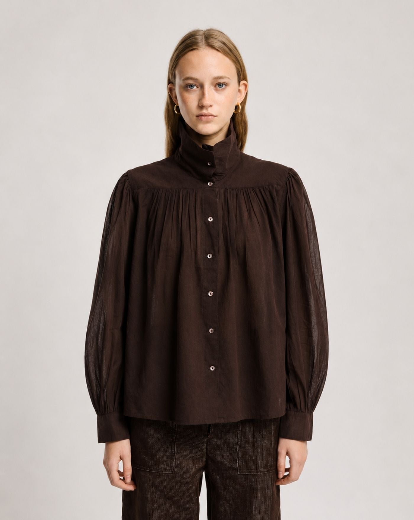 Blusa Antik Batik Angeli Blouse 2 ANGELI1BLO2 BROWN ANTIK BATIK