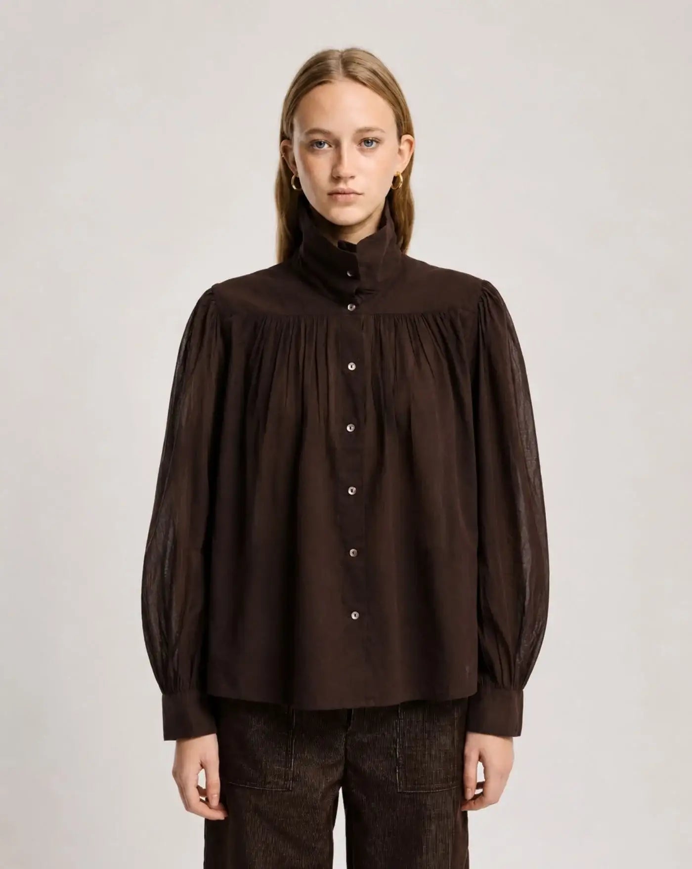 Blusa Antik Batik Angeli Blouse 2 ANGELI1BLO2 BROWN ANTIK BATIK