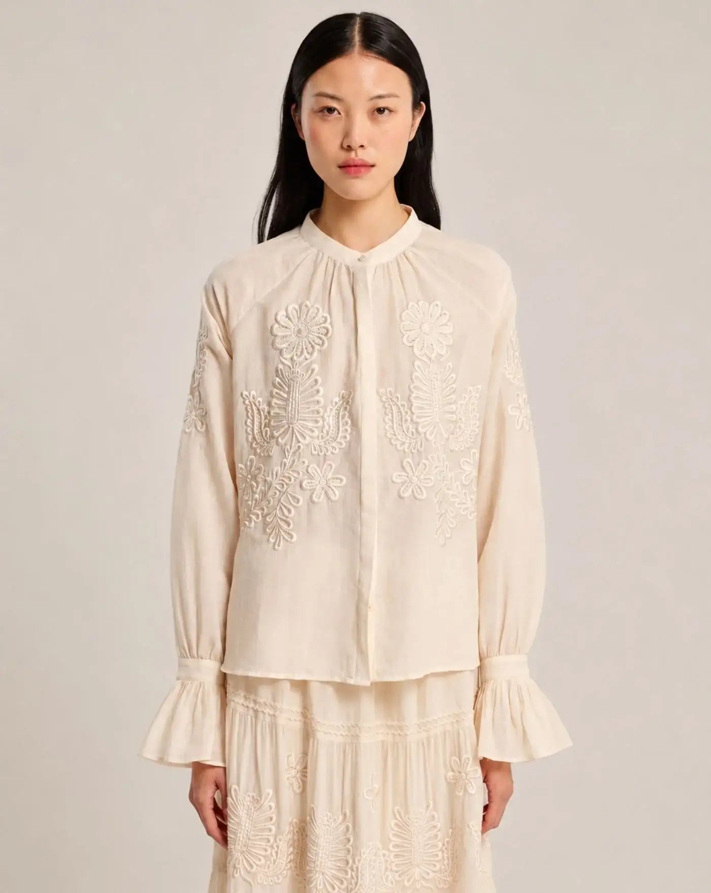 Blusa Antik Batik Marta Blouse<BR/> MARTA1BLO CREAM ANTIK BATIK