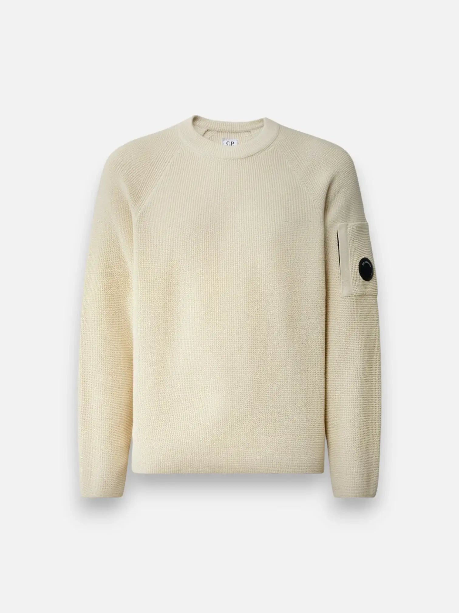 Jersey C.P. Company Waffle Knit Cotton Lens Crewneck Sweater<BR/> 21CMKN057A110754A 120 C.P. COMPANY