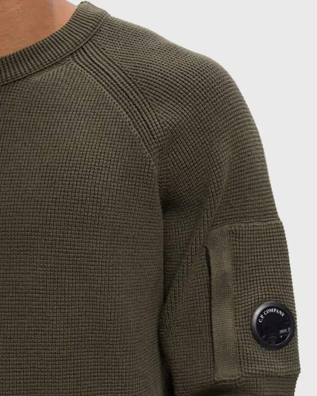Jersey C.P. Company Waffle Knit Cotton Crewneck Lens Sweater 21CMKN057A110754A 683 C.P. COMPANY