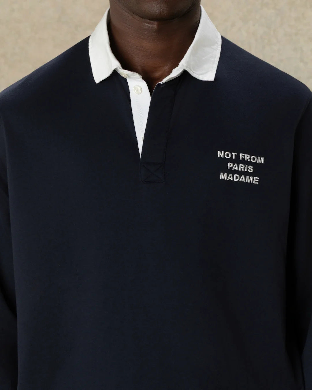 Polo Drôle de Monsieur Slogan Longsleeve Polo PL190 CO248 NAVY DROLE DE MONSIEUR