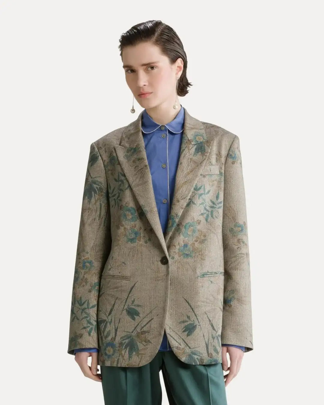 Blazer Forte Forte "Le Bambou Secret" Print Chevron 15120 JADE FORTE FORTE