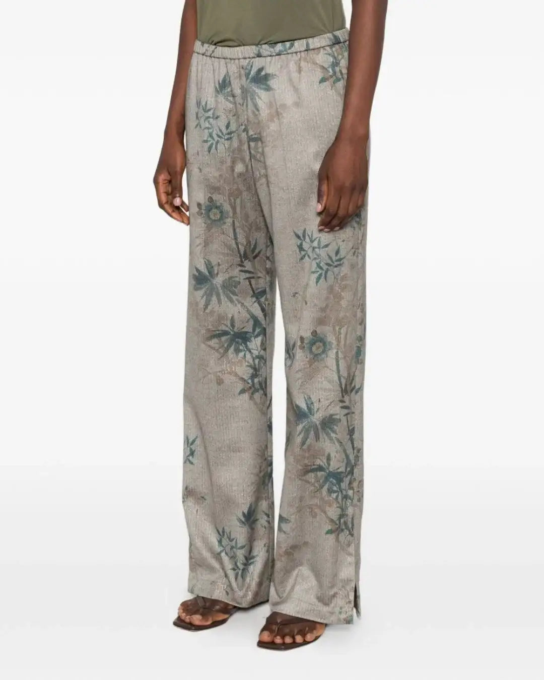 Pantalones Forte Forte "Le bambou secret" Print Chevron-Elasticated 15121 JADE FORTE FORTE