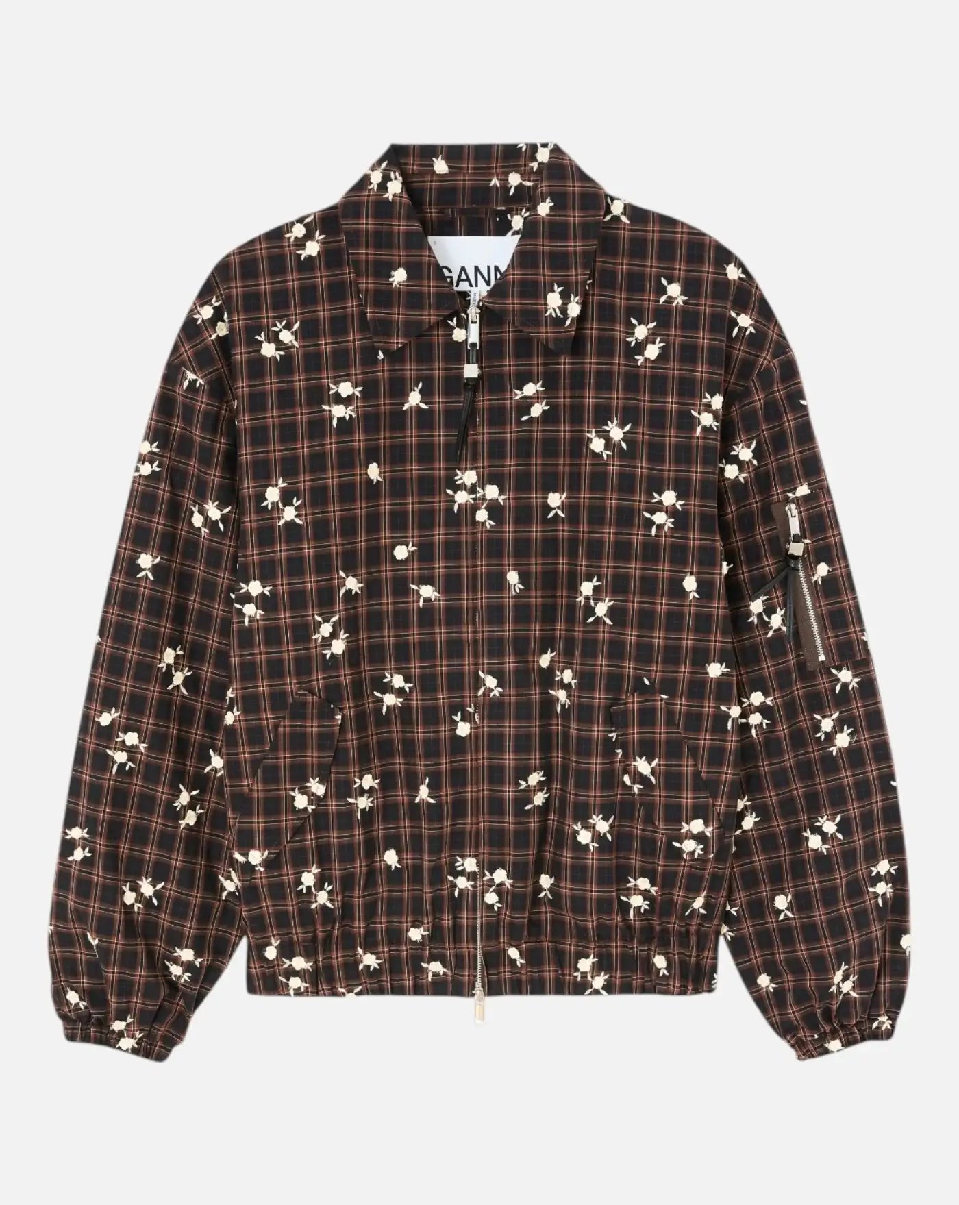 Chaqueta Ganni Yarn Dyed Check Flower Bomber<BR/> A1010198 ZX8 GANNI