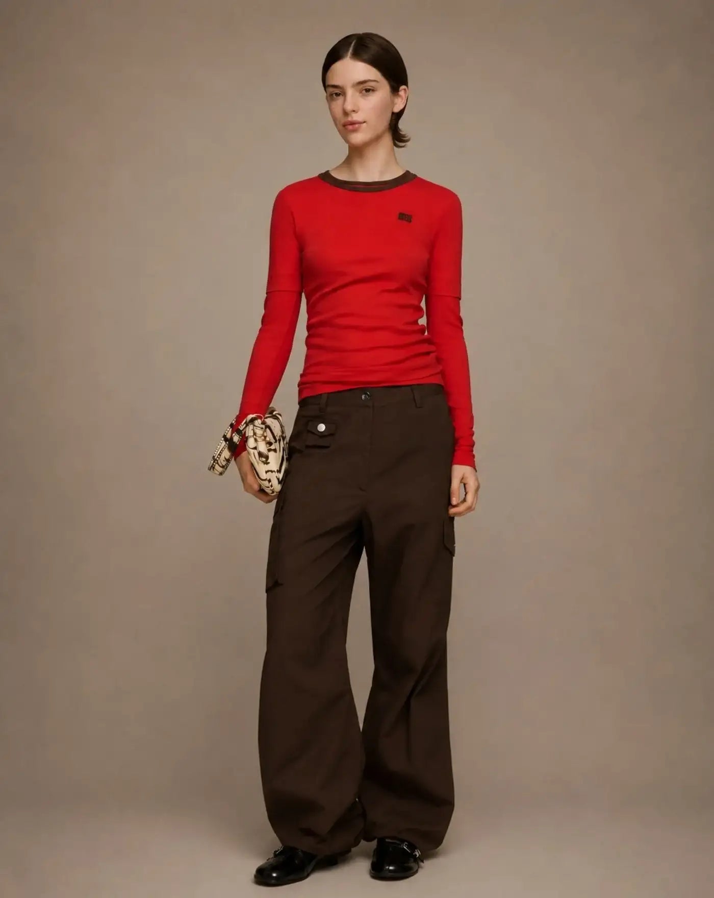 Pantalones Ganni Cargo Trousers in Brown Cotton<BR/> A1080164 979 GANNI