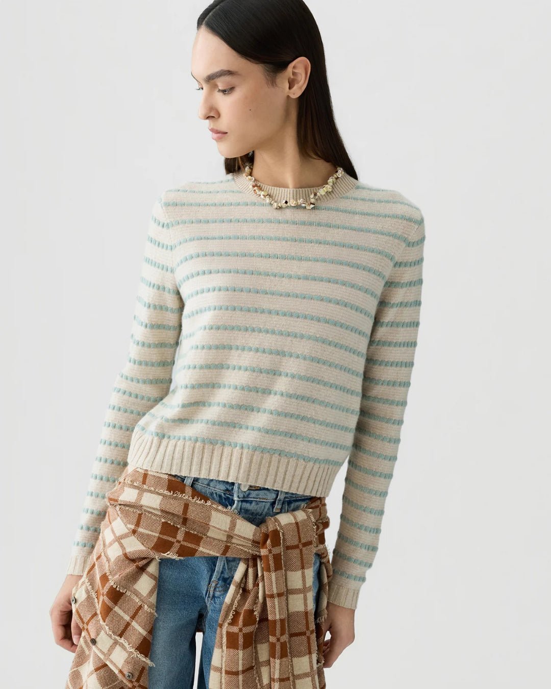 Jersey Guest in Residence Pebble Stripe Shrunken Crew W44010JM SNDCO GUEST IN RESIDENCE