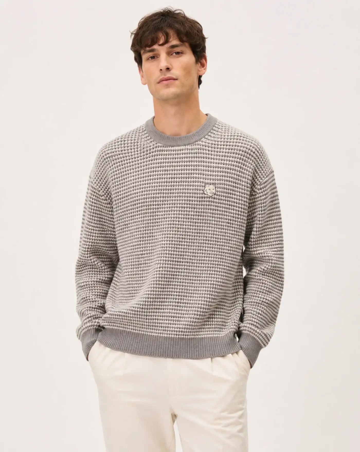 Jersey Fox Head Waffle Stitch Comfort Jumper MRMKJ16KT1228 0624 MAISON KITSUNE