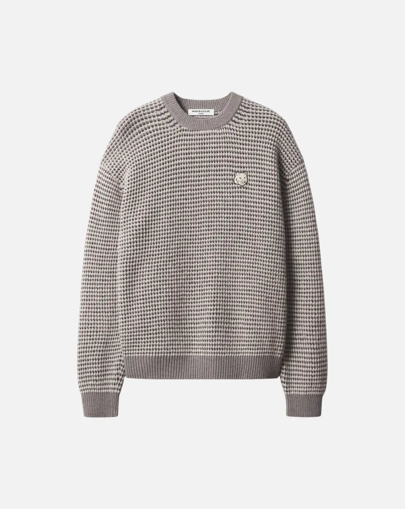 Jersey Fox Head Waffle Stitch Comfort Jumper MRMKJ16KT1228 0624 MAISON KITSUNE
