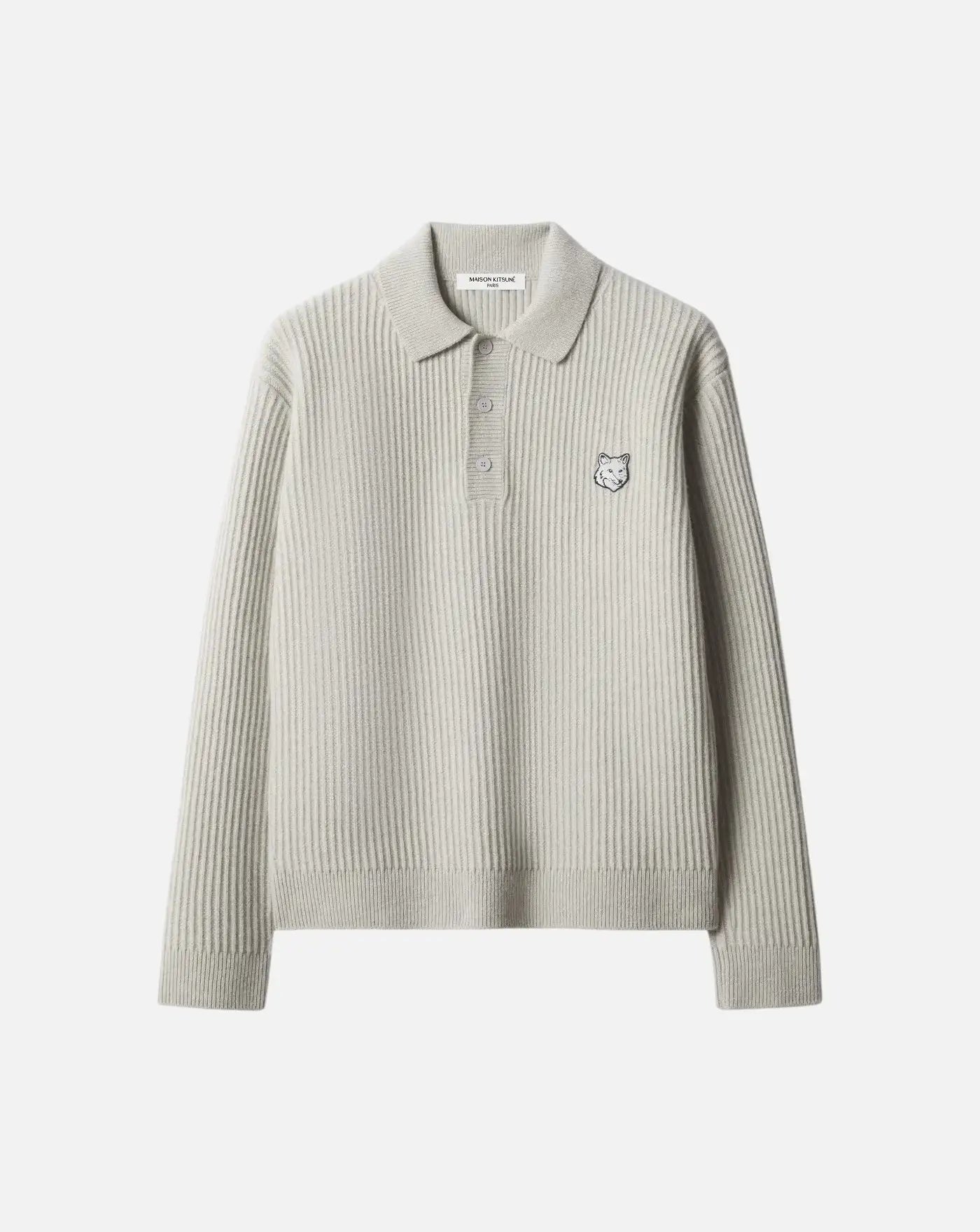Polo Maison Kitsune Fox Head Wool Ribbed Polo Jumper PM00213KT1149 H120 MAISON KITSUNE