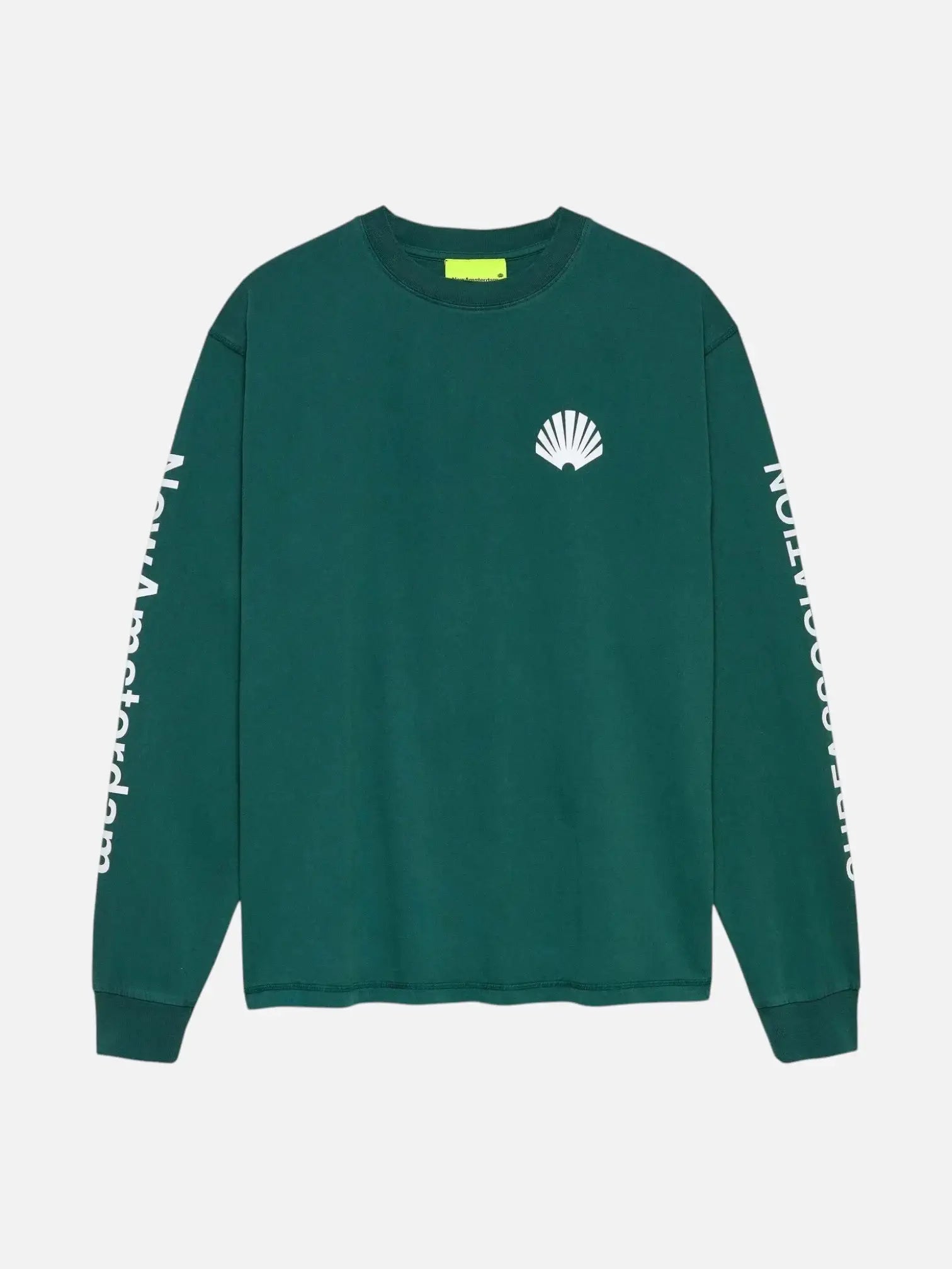 Camiseta New Amsterdam Logo Longsleeve 2602107001 BOTTLE GREEN/WHITE NEW AMSTERDAM