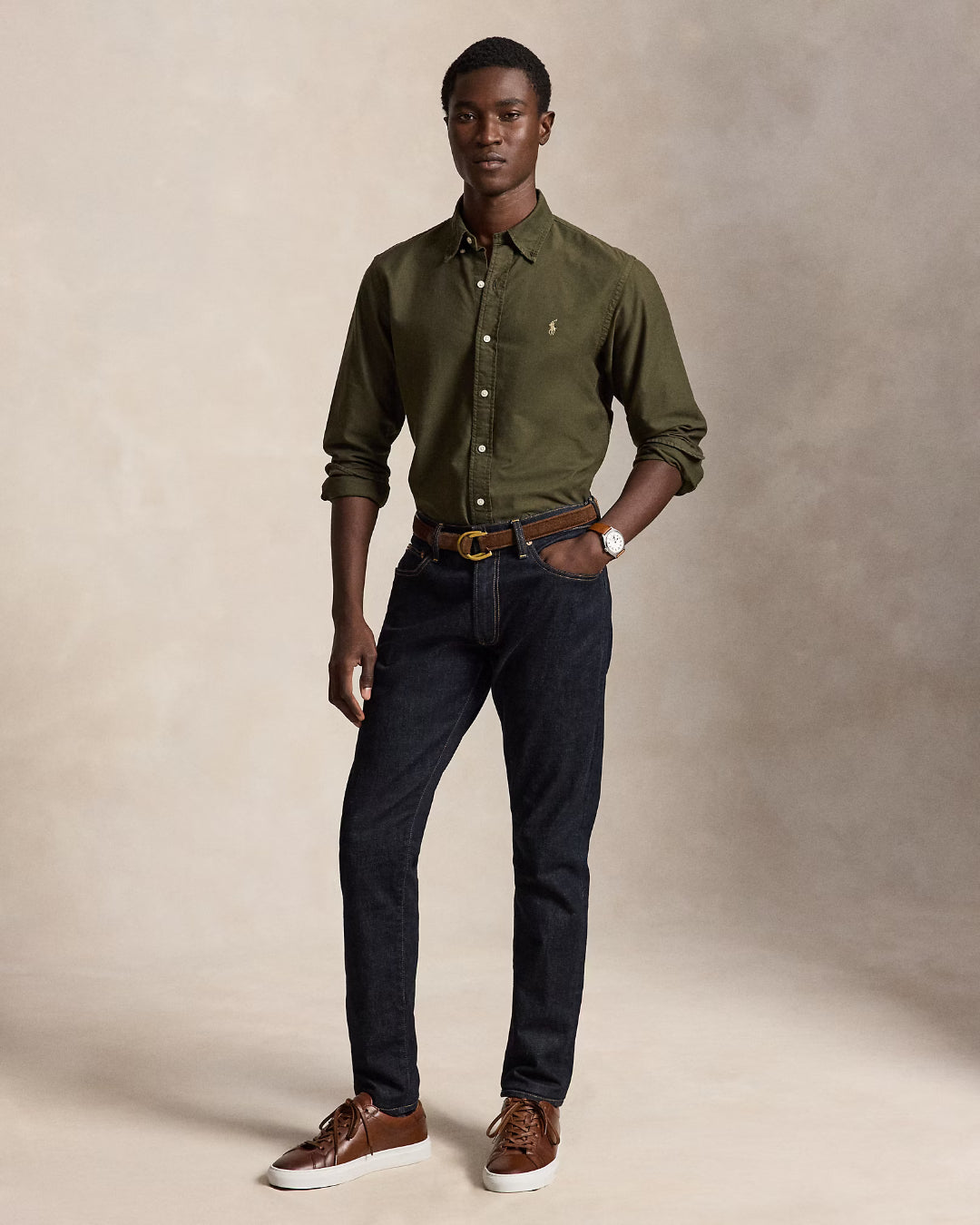 Camisa Polo Ralph Lauren Oxford 710805564520 COMPANY OLIVE POLO RALPH LAUREN