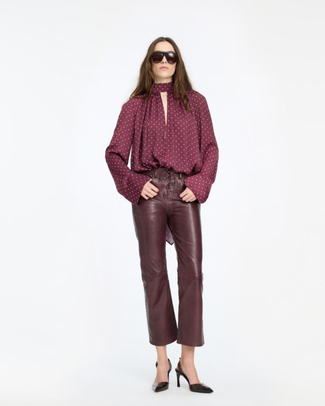 Camisa Rotate Dot Satin Bow Shirt 1151103113 3113 ROTATE