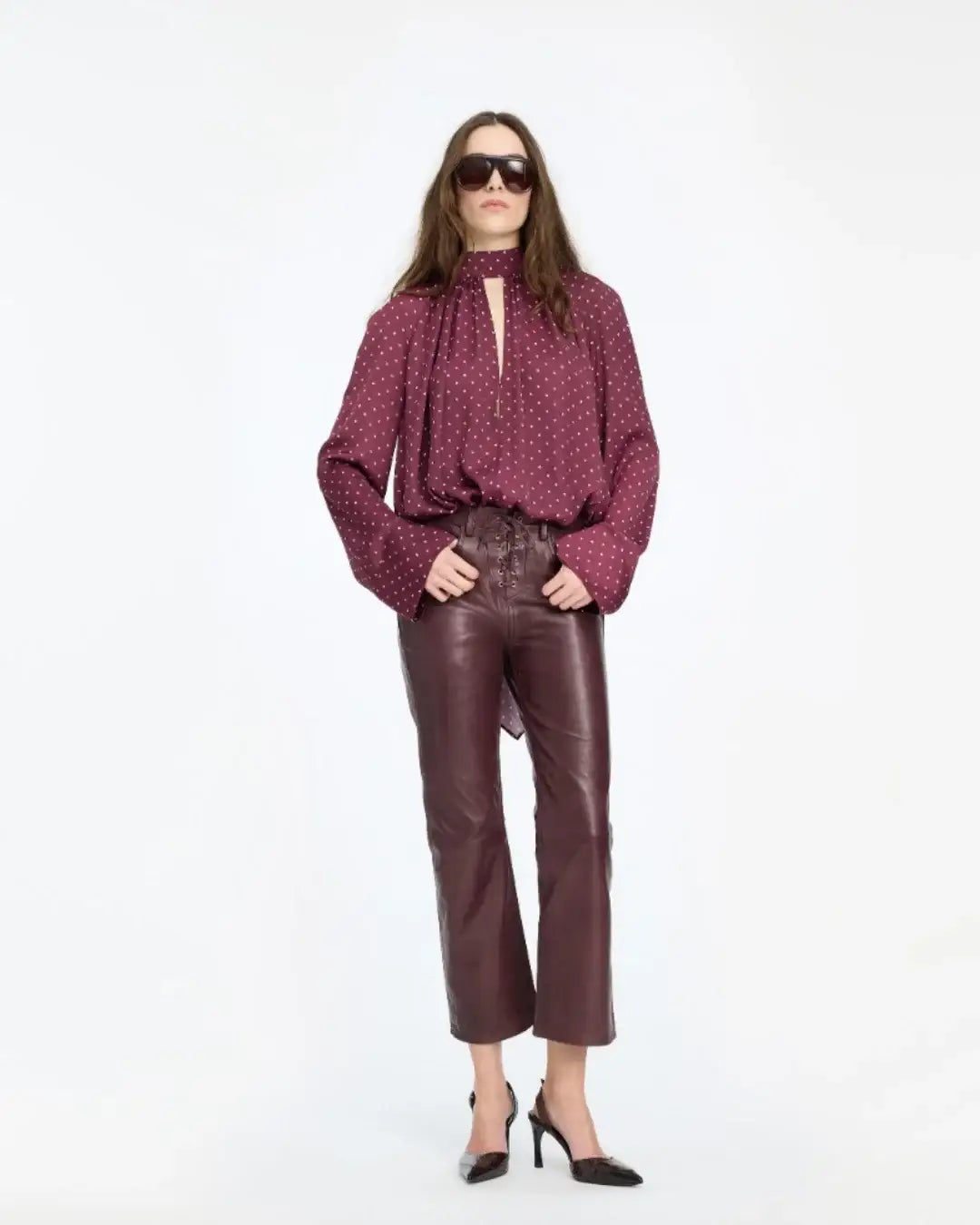 Camisa Rotate Dot Satin Bow Shirt 1151103113 3113 ROTATE