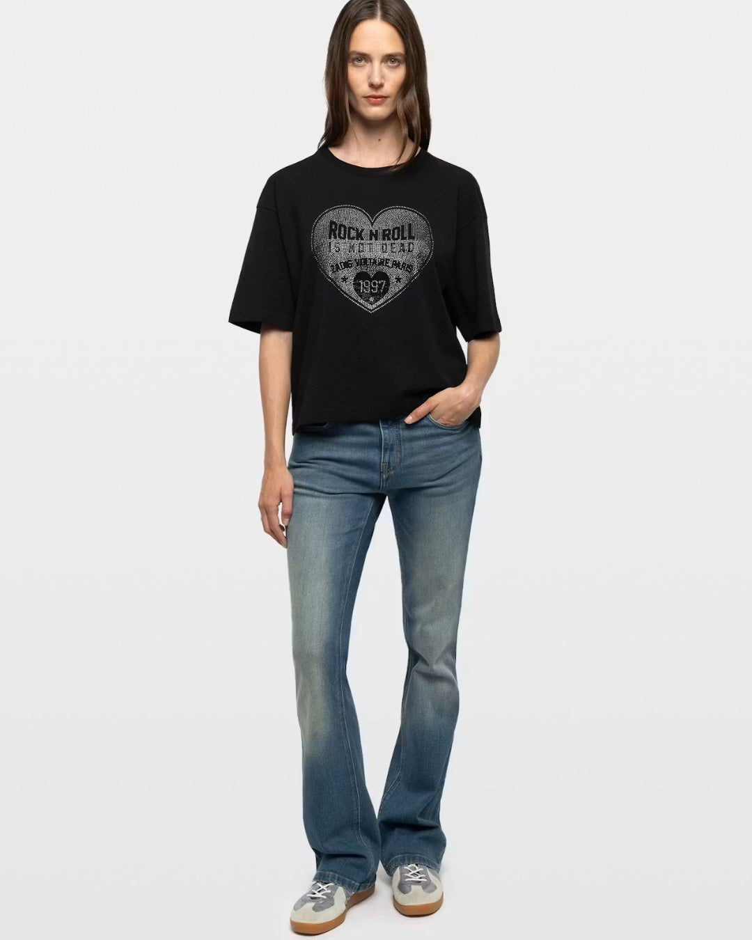 Camiseta Zadig & Voltaire Taida BC Heart RNR Strass JWTS02922 011 ZADIG & VOLTAIRE