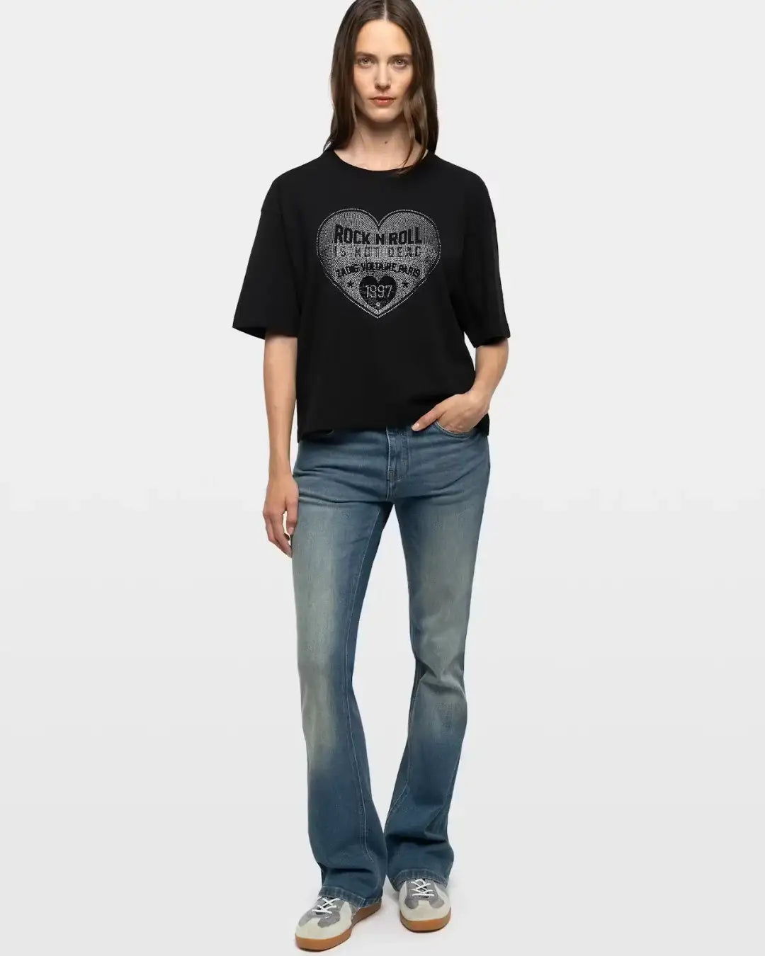 Camiseta Zadig & Voltaire Taida BC Heart RNR Strass JWTS02922 011 ZADIG & VOLTAIRE